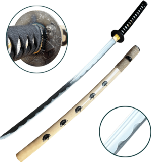 Katana forgé Bushido avec eventails en décors