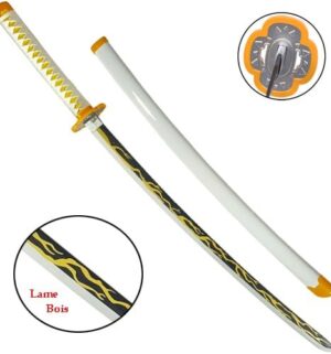 Katana en bois de Zenitsu Demon Slayer lame en bambou