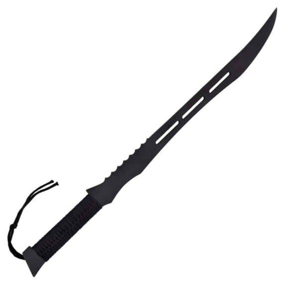 machette avec lame ajourée et crantée sur le dessus