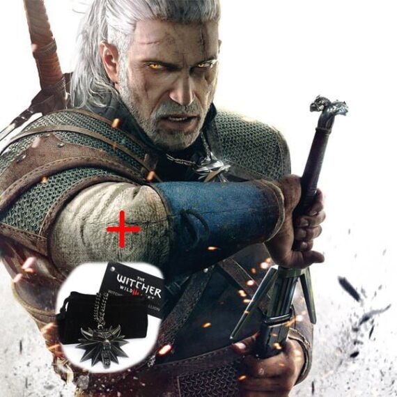 Epée Twin Wolf Geralt de Riv -The Witcher 3 avec son médaillon en cadeau